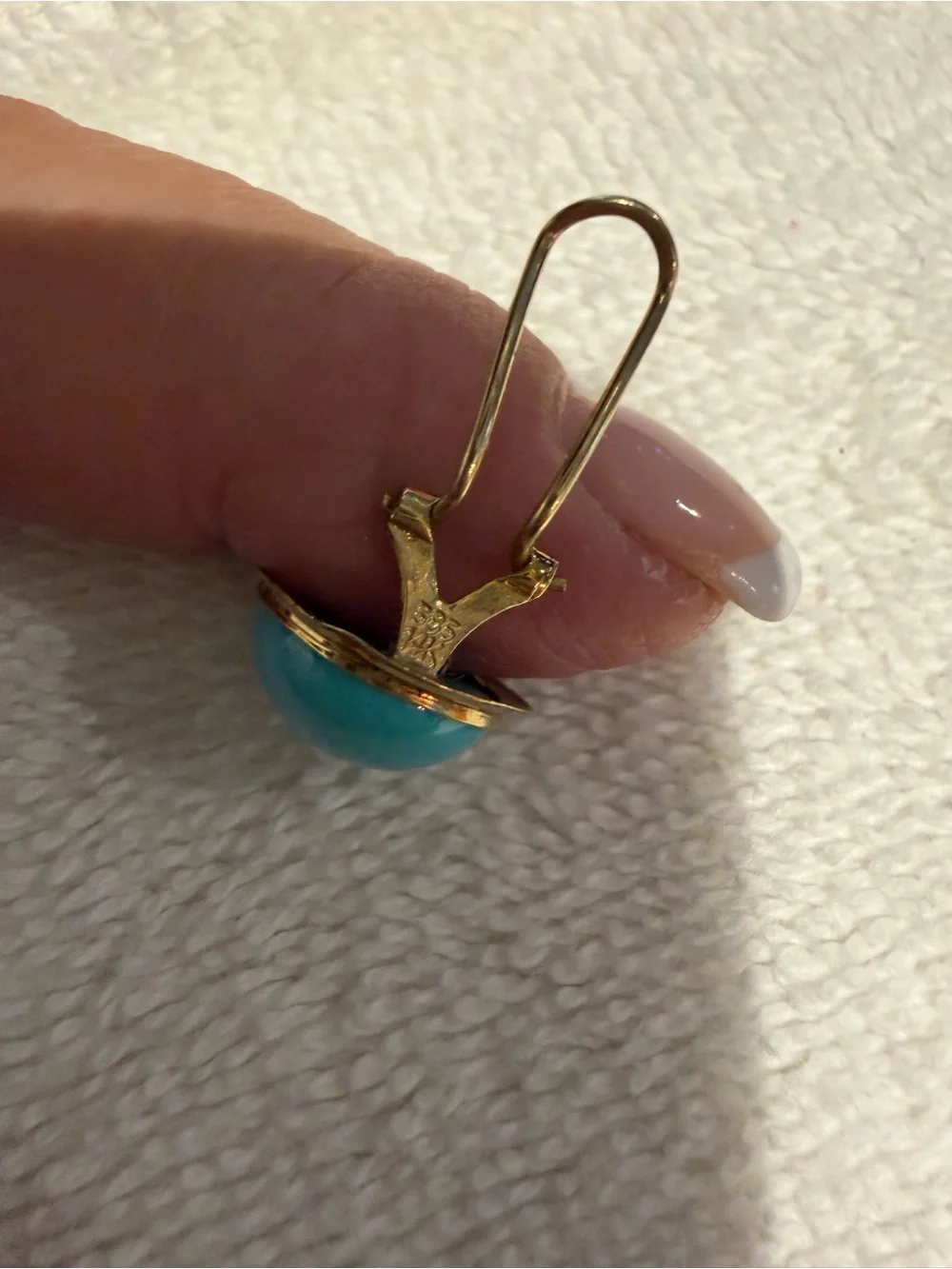 14 karat yellow, gold, blue turquoise earrings - Picture 8 of 14